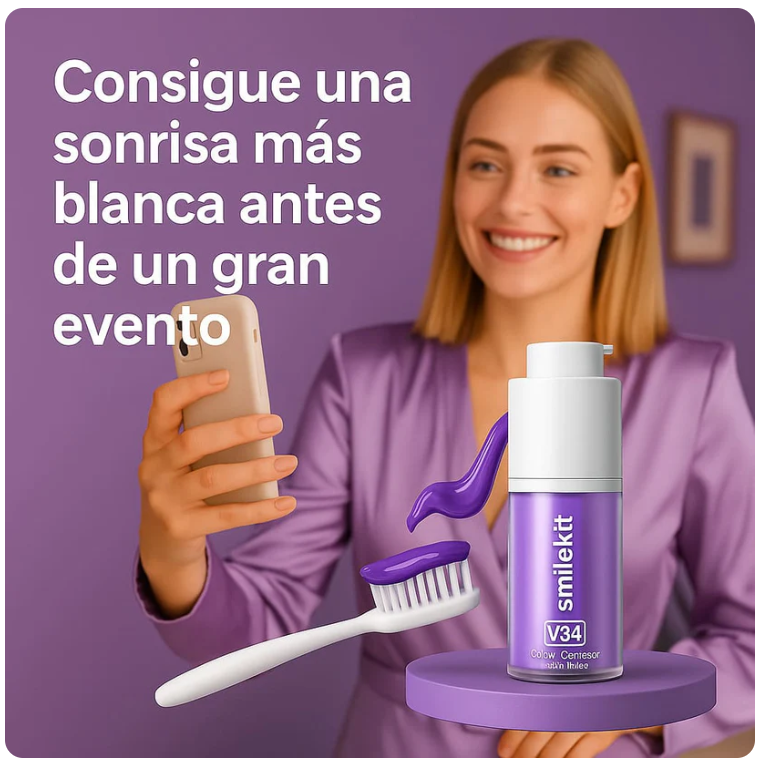 Blanqueador Dental Lila V34 + BLANQUEADOR DENTAL UV – KIT CON LUZ LED