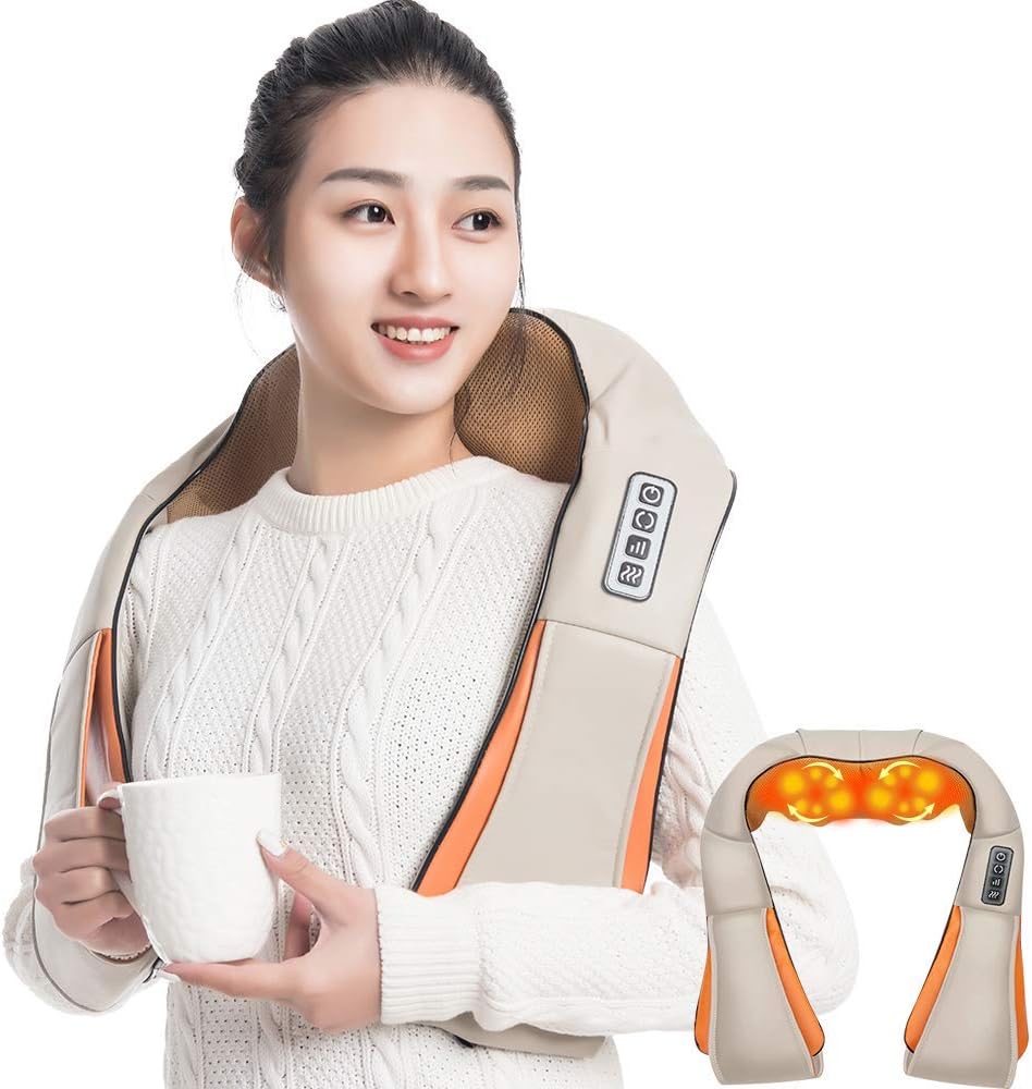 Massaggiatore Shiatsu Cervicale Termico per Collo, Spalle, Schiena, Gambe e Glutei