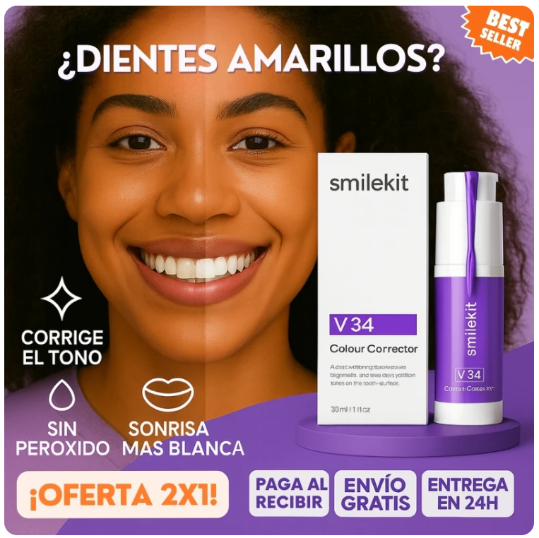 Blanqueador Dental Lila V34 + BLANQUEADOR DENTAL UV – KIT CON LUZ LED