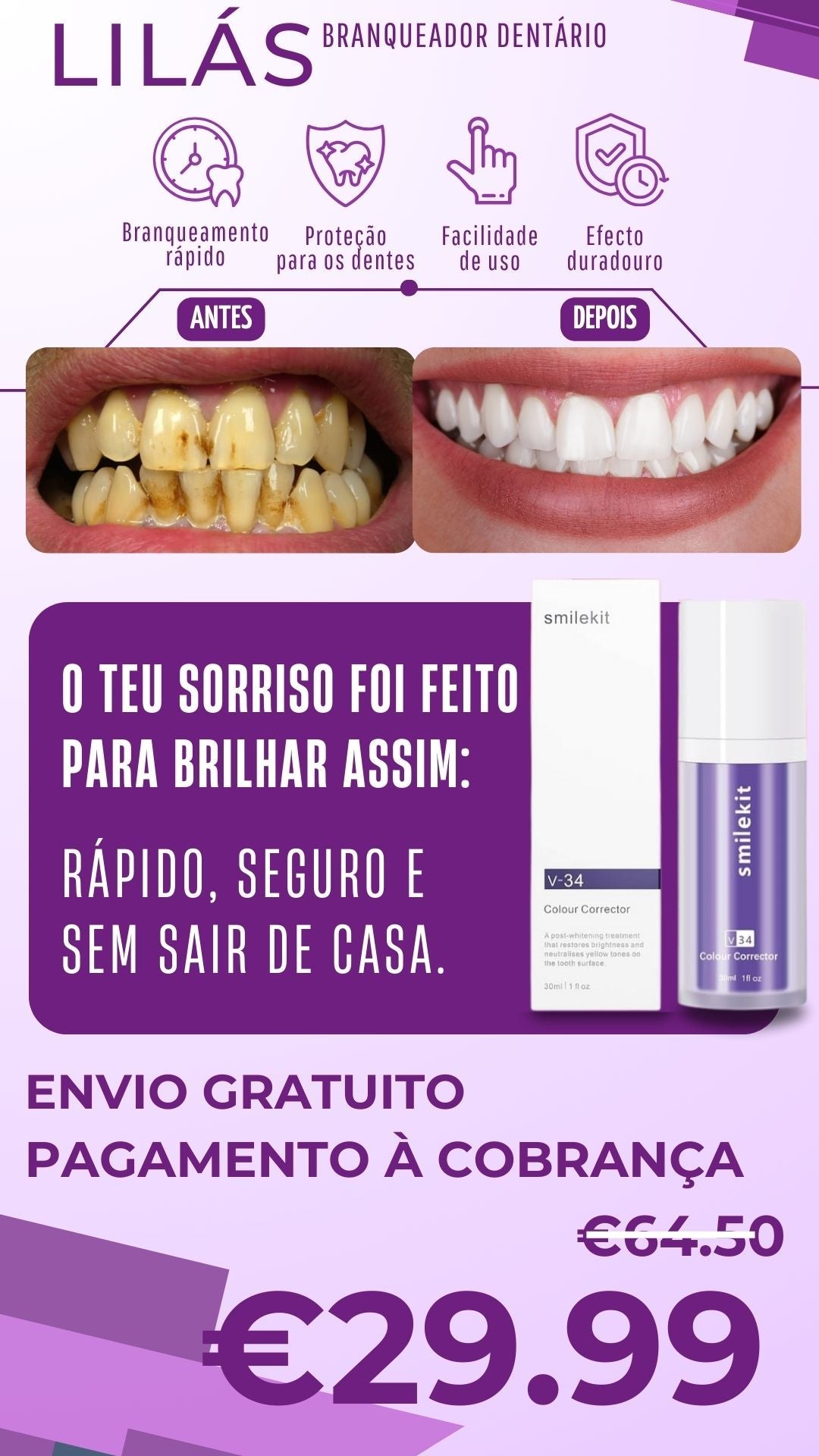 Blanqueador Dental Lila V34