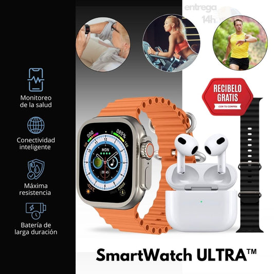 SmartWatch ULTRA™ + Auriculares Inalámbricos PRO 2ª generación